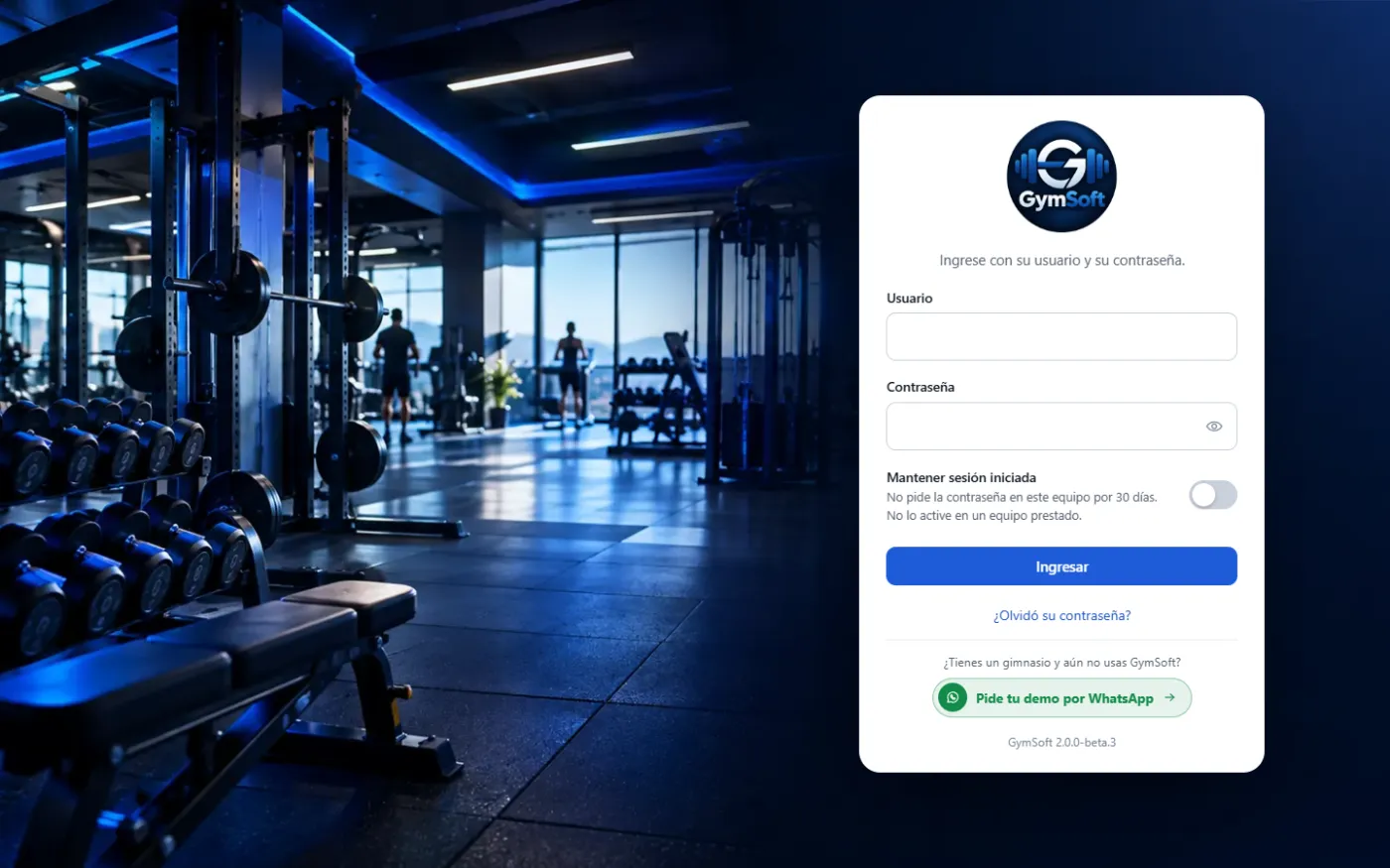Ingreso de GymSoft Web