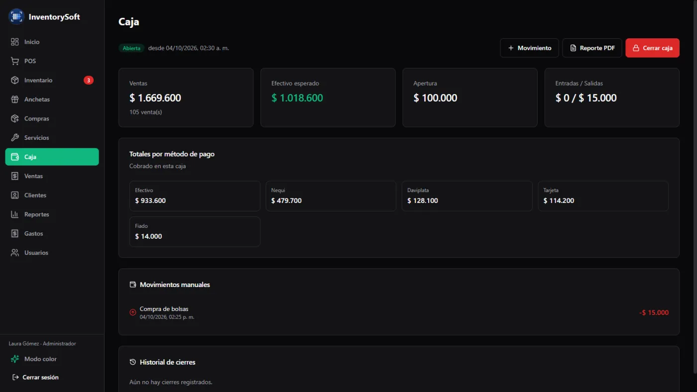 Caja de InventorySoft